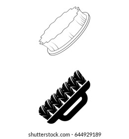 Set of 2 vectors. Pictogram cleaninng brush icon. Black icon on white background.