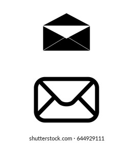 Set of 2 vectors. Pictogram envelope icon. Black icon on white background.