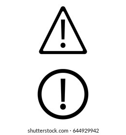 Set of 2 vectors. Pictogram exclamation icon. Black icon on white background.