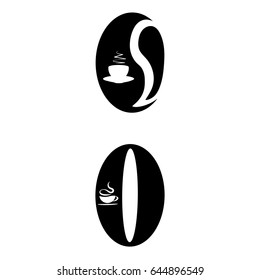 Set of 2 vectors. Pictogram logo coffee icon. Black icon on white background.