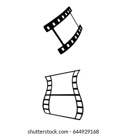 Set of 2 vectors. Pictogram movie icon. Black icon on white background.