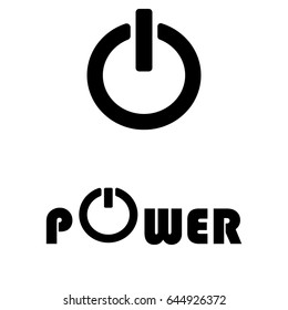 Set of 2 vectors. Pictogram power button icon. Black icon on white background.