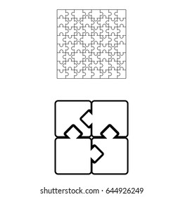 Set of 2 vectors. Pictogram puzzle icon. Black icon on white background.