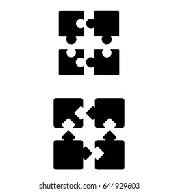 Set of 2 vectors. Pictogram puzzle icon. Black icon on white background.