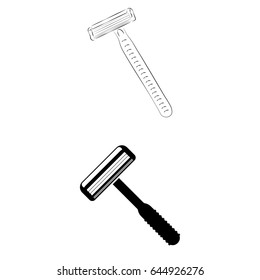 Set of 2 vectors. Pictogram razor icon. Black icon on white background.