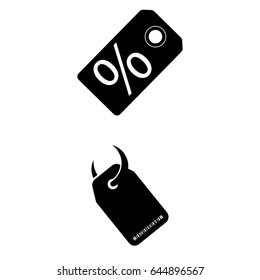 Set of 2 vectors. Pictogram tag icon. Black icon on white background.