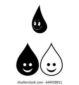 Set of 2 vectors. Pictogram water drop icon. Black icon on white background.