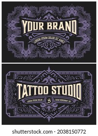 Set of 2 vintage labels for packing
