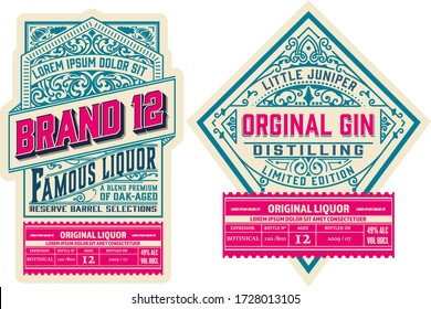 Set of 2 vintage labels. Vector layered