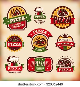 Set 2 of vintage styled pizza labels