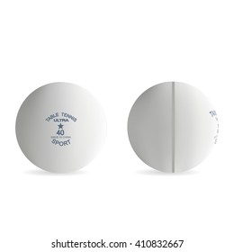 Set of 2 white Ping pong ball, vector illustration.