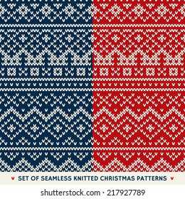 Set of 2 Winter Holiday Seamless Knitted Patterns