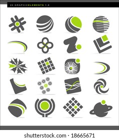 Set of 20 abstract design elements; easy-edit colors