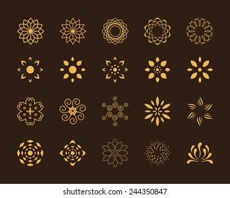 Set of 20 abstract lotus vector symbols 