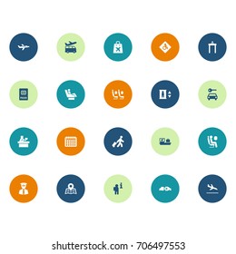Set Of 20 Airplane Icons Set.Collection Of Location, Data, Handicap Elements.
