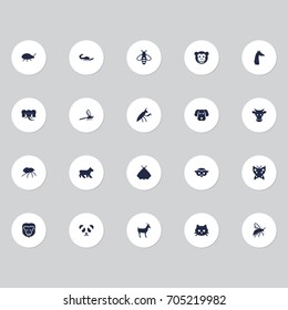 Set Of 20 Alive Icons Set.Collection Of Bear, Arachnid, Monarch And Other Elements.