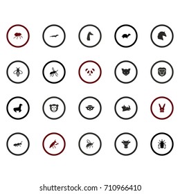 Set Of 20 Alive Icons Set.Collection Of Gnat, Fly, Housefly And Other Elements.