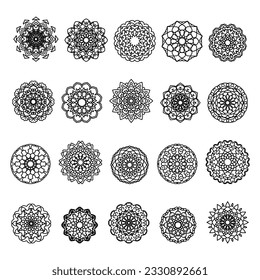 Set of 20 Bold and Easy Mandala Coloring for Beginners, Kids, and People with Low Vision.