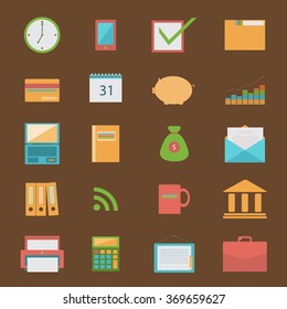 Set of 20 business flat icon