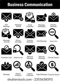 A set of 20 business icons as add message, message setting, email protection