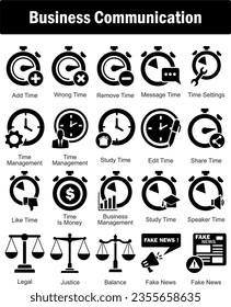 A set of 20 business icons as add time, wrong time, remove time
