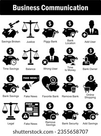 A set of 20 business icons as add savings, remove savings, bank security