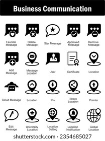 A set of 20 business icons as favorite message, delete message, star message