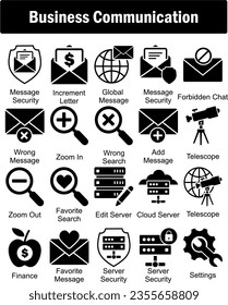 A set of 20 business icons as message security, increment letter, global message