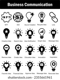 A set of 20 business icons as nft, iso, sound creation