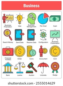 A set of 20 business icons as business presentation, idea, business management