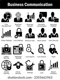 A set of 20 business icons as time management, business target, business growth