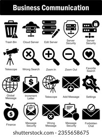 A set of 20 business icons as trash bin, cloud server, edit server
