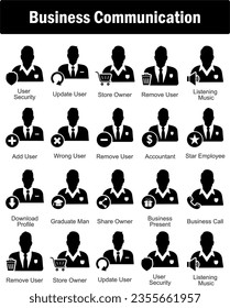 A set of 20 business icons as user security, update user, store owner