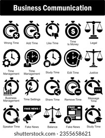 A set of 20 business icons as wrong time, add time, like time