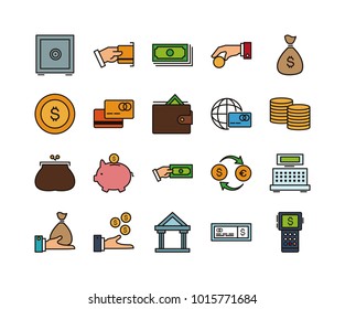 Set of 20 business thin line icons