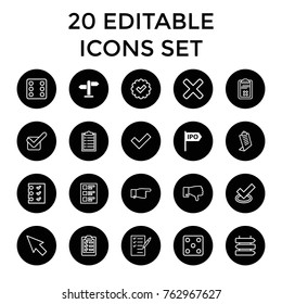 Set of 20 choice outline icons such as direction, direction   isolated, dice, pointing, clipboard, pointer, tick, checklist, check list, dislike