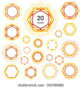 Set from 20 color polygonal elements for design. Vector stock.