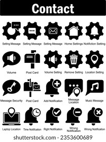 A set of 20 contact icons as setting message, home settings, notification setting