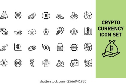 Set of 20 cryto currency online payment virtual currency vector icons