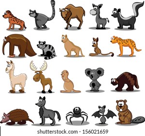 Set of 20 cute cartoon animals 