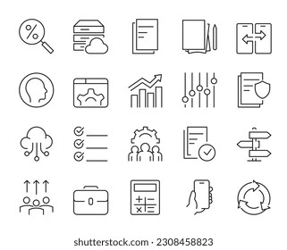 set of 20 Data Analysis icon template for graphic and web design collection. Big data, Processing, Productivity vector illustration