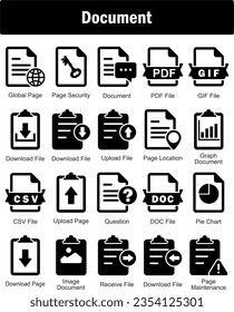 Ein Satz von 20 Dokumentsymbols als globale Seite, Seitensicherheit, Dokument
