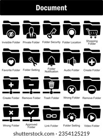 A set of 20 Document icons as invisible folder, private folder, folder security