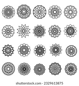 Set of 20 Easy Mandala Coloring for Beginners, Kids, and People with Low Vision.