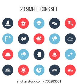 Set Of 20 Editable Air Icons. Includes Symbols Such As Thunderstorm, Storm, Cloudy And More. Can Be Used For Web, Mobile, UI And Infographic Design.