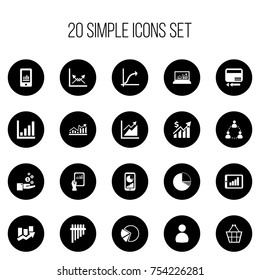 Set Of 20 Editable Analytics Icons. Includes Symbols Such As Pie Graphic, Profit, User And More. Can Be Used For Web, Mobile, UI And Infographic Design.