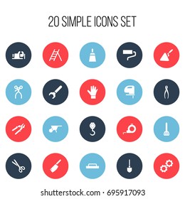Set Of 20 Editable Apparatus Icons. Includes Symbols Such As Tongs, Shear, Gauntlet And More. Can Be Used For Web, Mobile, UI And Infographic Design.