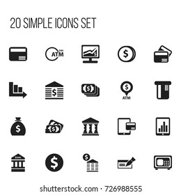 Set Of 20 Editable Banking Icons. Includes Symbols Such As Payment, Unitersity, Loan And More. Can Be Used For Web, Mobile, UI And Infographic Design.