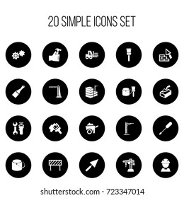 Set Of 20 Editable Building Icons. Includes Symbols Such As Handcart , Building, Truck. Can Be Used For Web, Mobile, UI And Infographic Design.