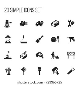 Set Of 20 Editable Building Icons. Includes Symbols Such As Whisk, Seamark, Barrier And More. Can Be Used For Web, Mobile, UI And Infographic Design.